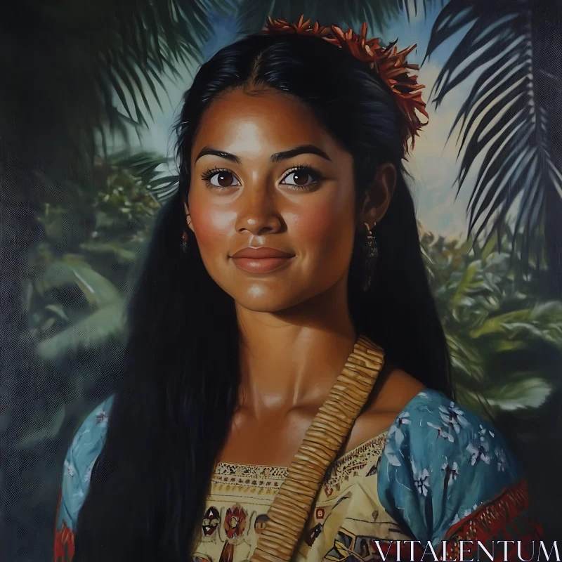 AI ART Tropical Woman Portrait with Traditional Dress