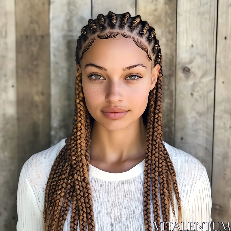 Portrait of a Woman with Braided Hair AI Image