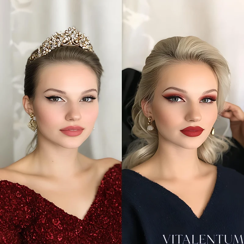 Elegant Makeup Looks in Woman Portraits AI Image