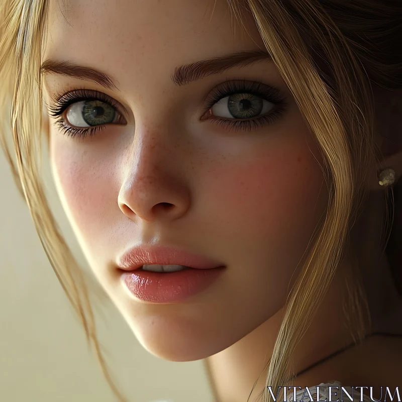 AI ART Beautiful Close-Up of a Woman with Freckles