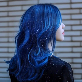 Fashionable Blue Glitter Hair