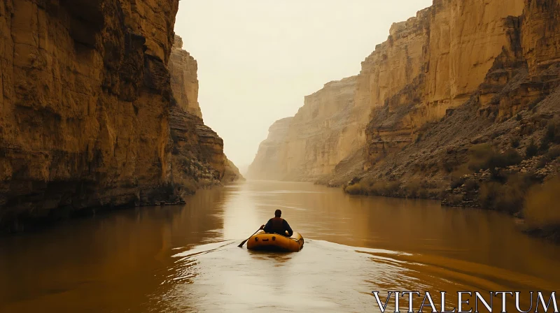 Rafting Journey in Serene Canyon Waters AI Image