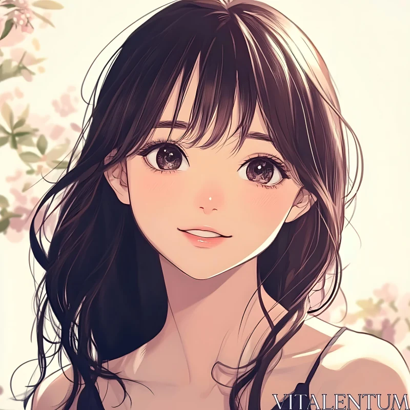 Anime Portrait of Smiling Girl AI Image