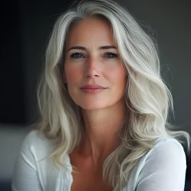 Gray-Haired Woman's Confident Expression