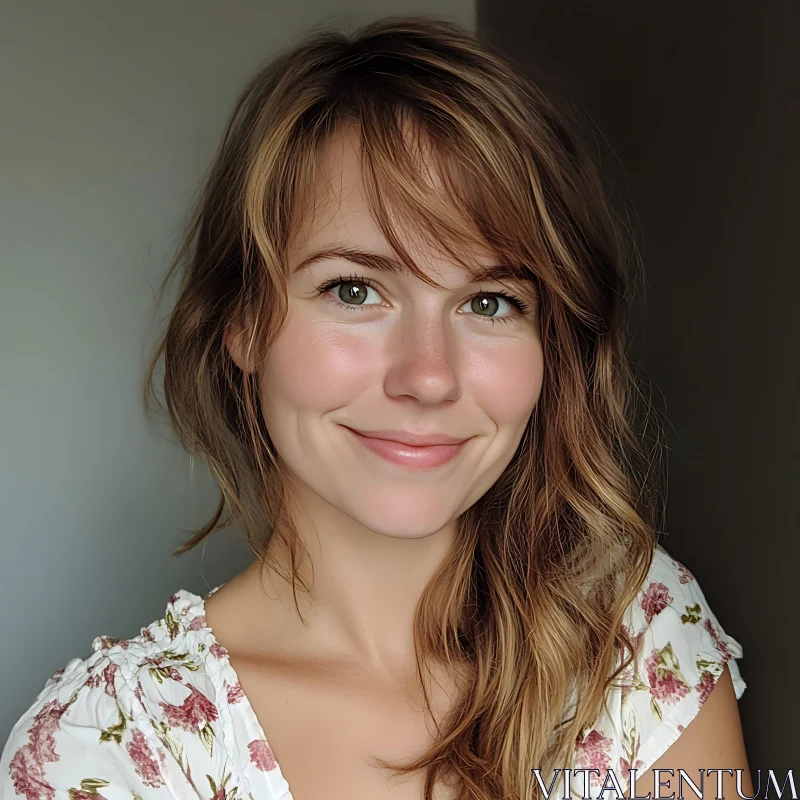 Serene Portrait of a Smiling Woman AI Image