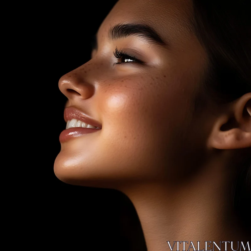 Side Profile of a Woman with Natural Beauty AI Image