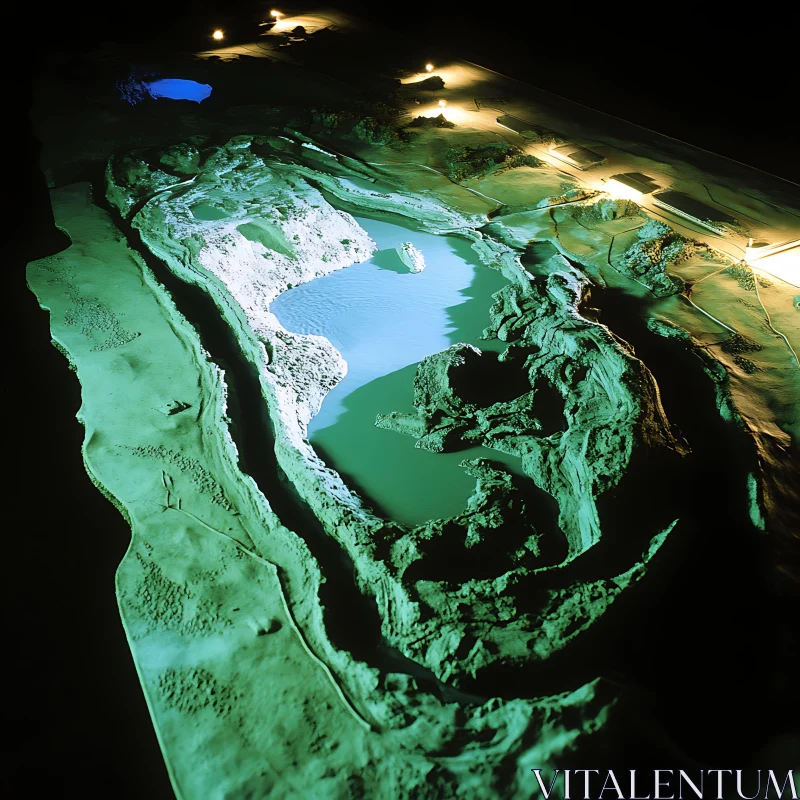 Illuminated Terrain Model Display AI Image