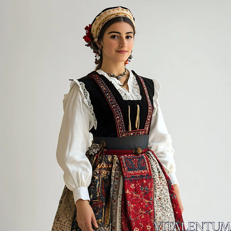 Woman in Traditional Costume AI Image