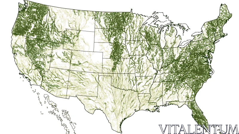 Map of Forests in the USA AI Image