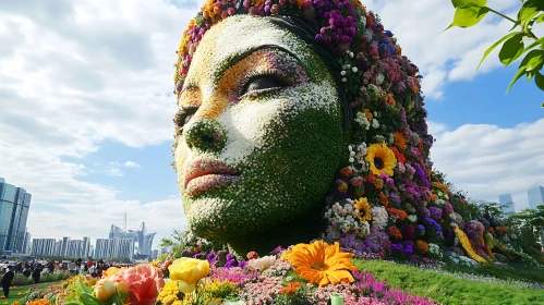 Gargantuan Flower Face Art in the City