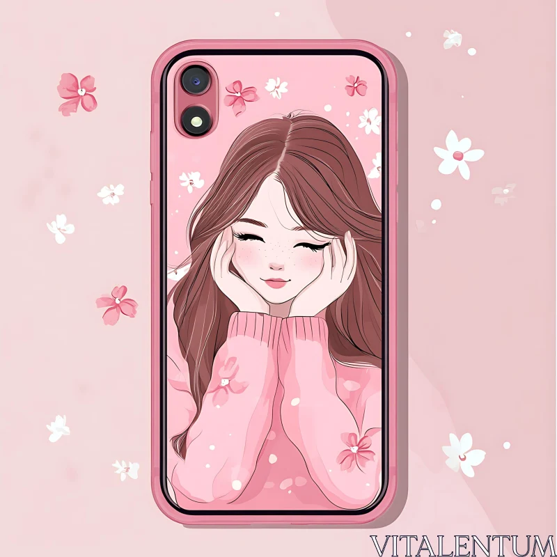 AI ART Cute Anime Girl Smartphone Cover