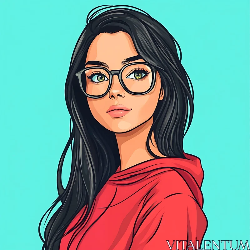 Artistic Woman Portrait with Glasses AI Image