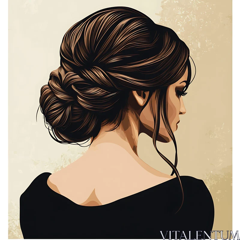 Stylized Profile of a Woman with Braided Hair AI Image