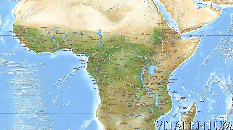 Topographic Africa Map AI Image