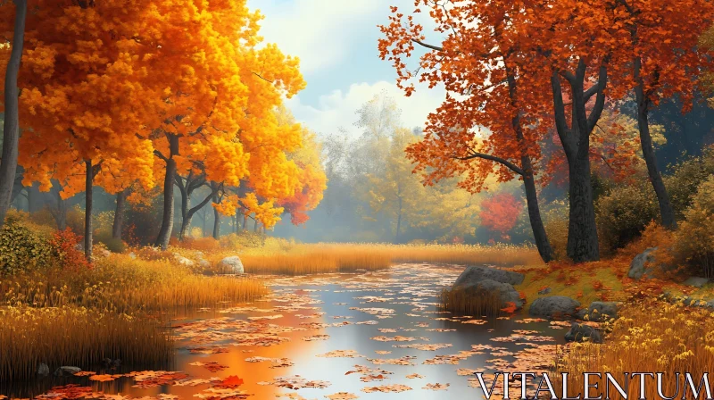 AI ART Tranquil Autumn Scene along a Calm River