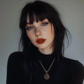 Modern Woman with Bold Makeup and Gold Necklace