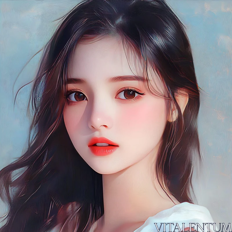 Artistic Portrait of Young Woman AI Image