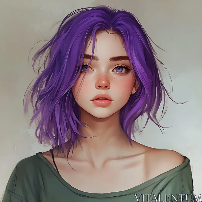 Enchanting Purple-Haired Anime Girl AI Image