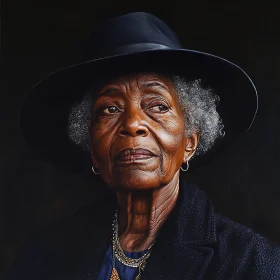 Dignified Elderly Woman Portrait with Hat