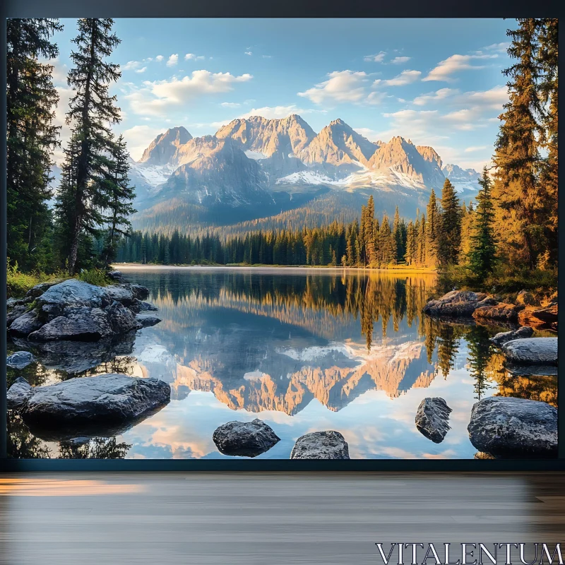 Serene Reflection of Majestic Mountains on a Peaceful Lake AI Image