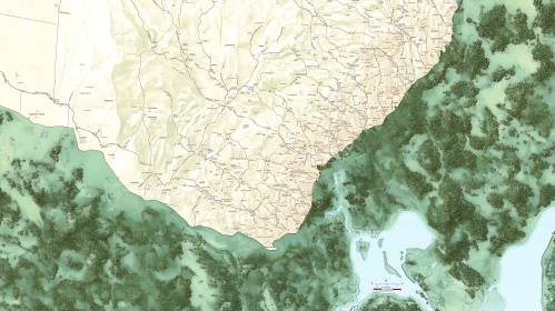 Detailed Topographic Geographical Map