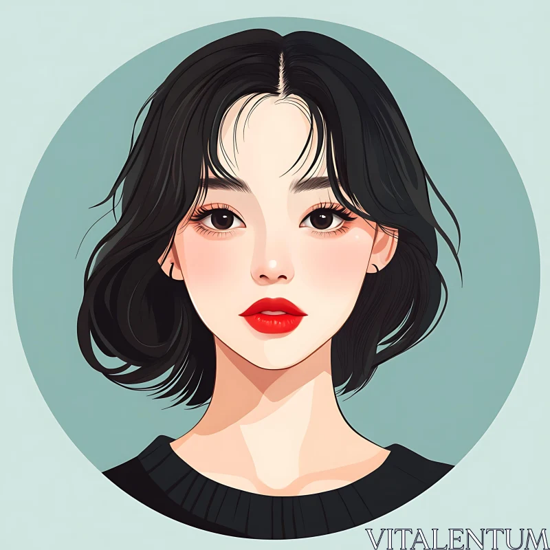 AI ART Artistic Female Portrait Illustration