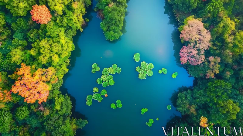 AI ART Colorful Aerial River Landscape