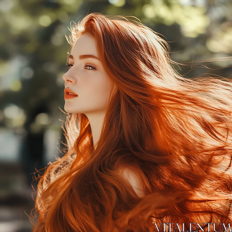 Natural Beauty of a Redhead Woman AI Image