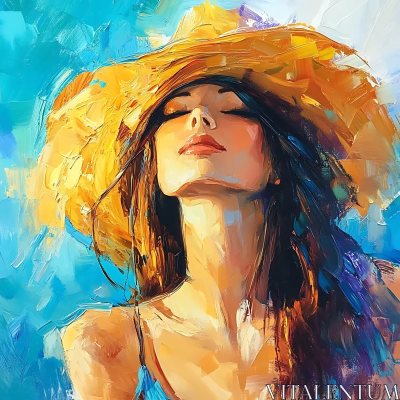 AI ART Summer Bliss: Woman with Hat