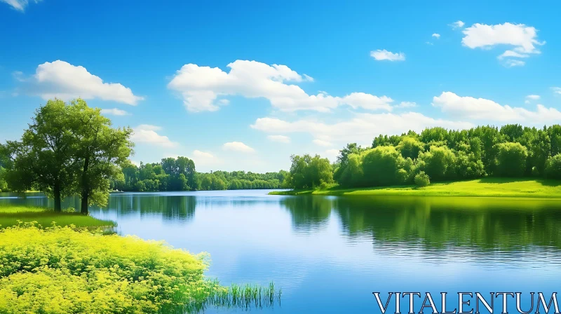 AI ART Scenic Lake and Lush Greenery