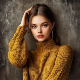 Stylish Woman in Yellow Sweater Photography