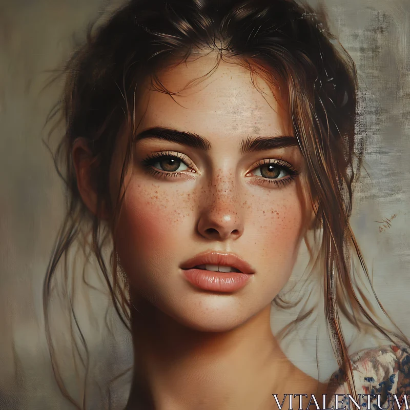 AI ART Artistic Woman Portrait with Freckles