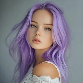 Lilac-Haired Beauty in Soft Light