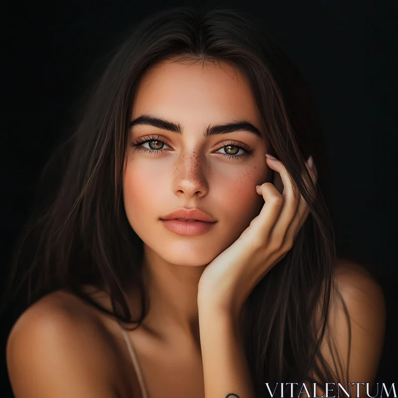 Natural Beauty Portrait of a Freckled Woman AI Image