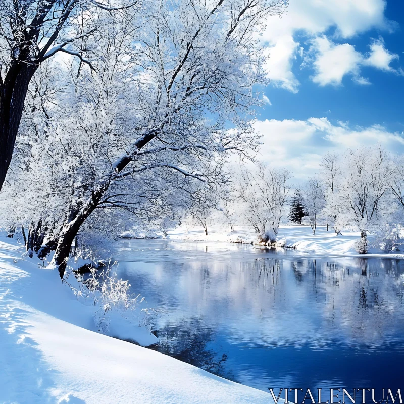 AI ART Peaceful Winter River Scene