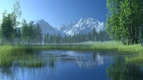 Idyllic Mountain Lake Scene