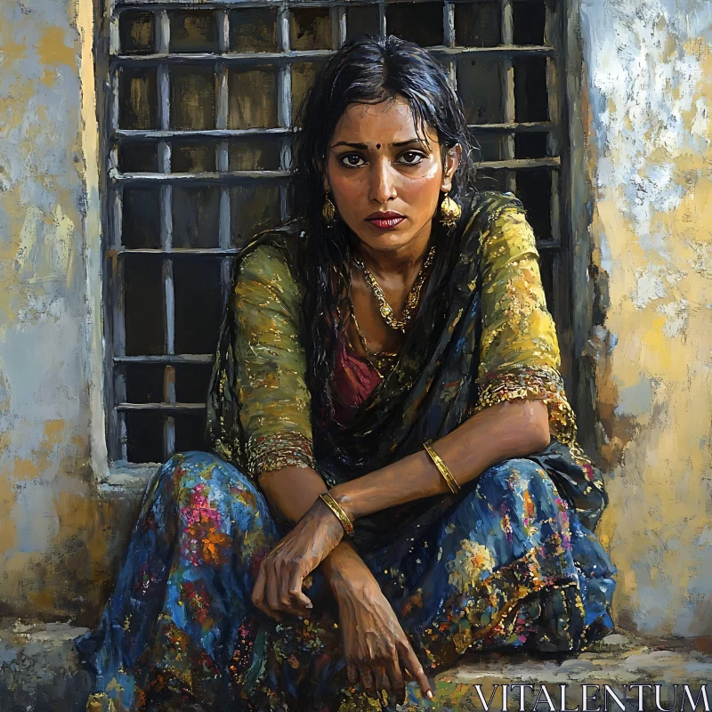 Traditionally Dressed Woman Sitting by a Window Traditionally Dressed Woman Sitting by a Window
