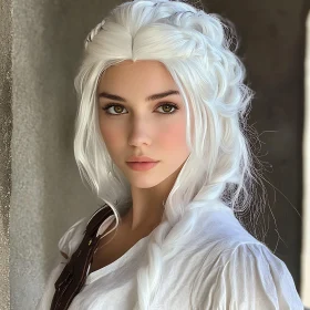 Graceful Woman with Braided White Hair