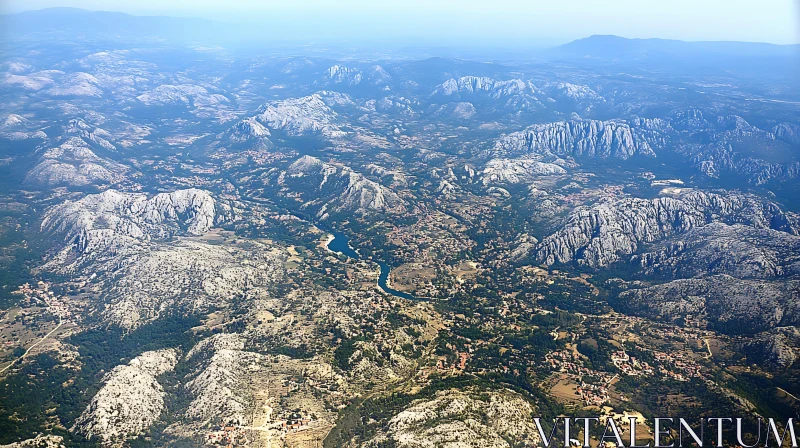 Aerial Mountain Landscape with River