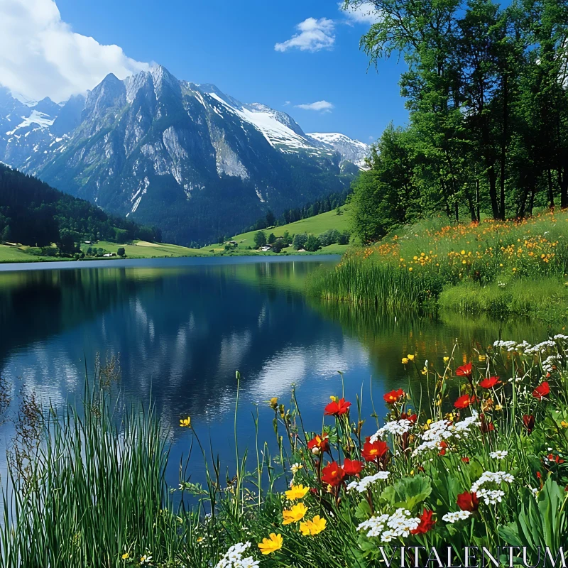 Picturesque Mountain Lake Landscape