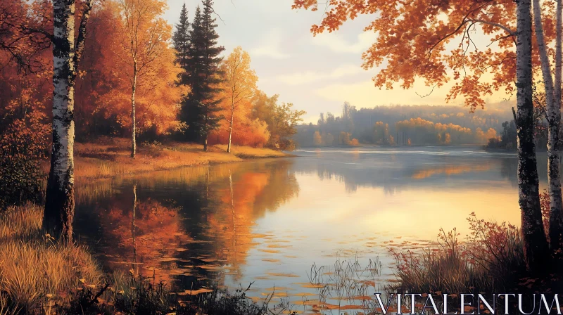 Golden Autumn Reflection at Tranquil Lake Golden Autumn Reflection at Tranquil Lake