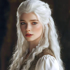 Medieval Elegance: Portrait of a Silvery-Haired Lady