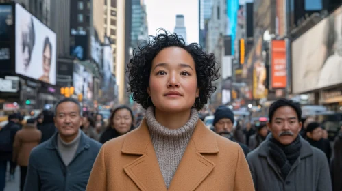 Urban Life: Confident Woman in City Crowd