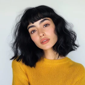 Serene Woman Portrait in Mustard Sweater