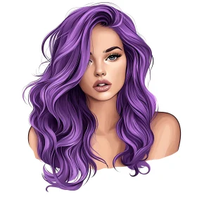 Stunning Artwork Featuring a Woman with Vibrant Purple Hair