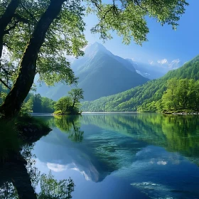 Peaceful Mountain Lake Landscape