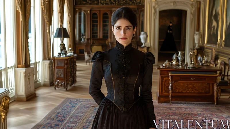 Victorian Elegance: Woman in Antique Setting Victorian Elegance: Woman in Antique Setting