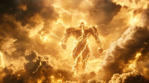 Electric Humanoid in Golden Storm