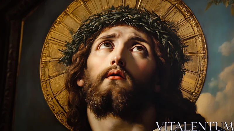 Solemn Man with Crown of Thorns and Radiant Halo Solemn Man with Crown of Thorns and Radiant Halo