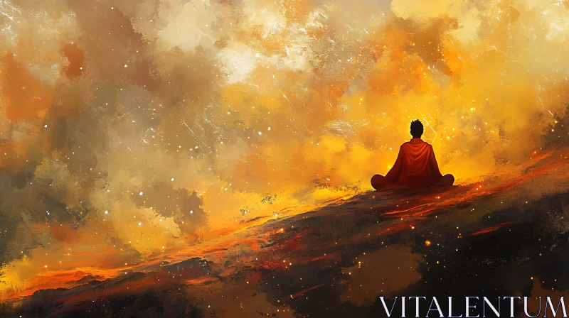 Serene Hilltop Meditation Art
